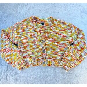 Wild Fable Cropped Cardigan Women’s M Multicolor Knit Rhinestone Button Sweater
